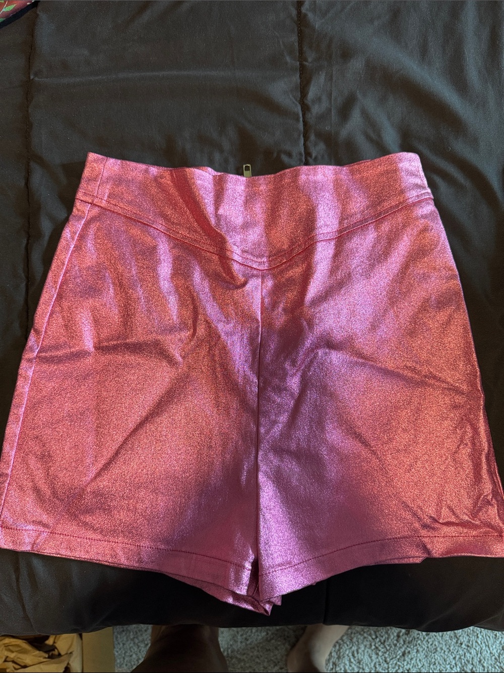High-Waist Shimmer Pink Women’s Shorts
